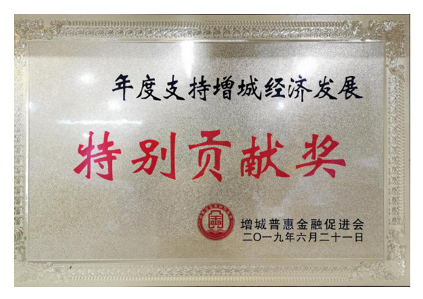 2019年度支持增城经济发展特别贡献奖